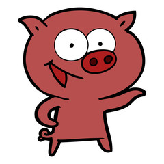 cheerful pig cartoon