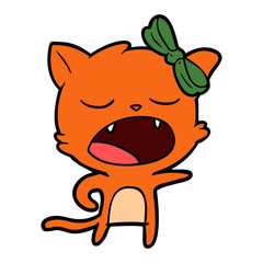 cartoon yawning cat