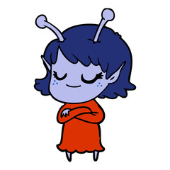 smiling alien girl cartoon