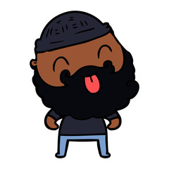 man with beard sticking out tongue