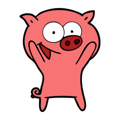 happy pig cartoon