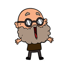 cartoon joyful man with beard