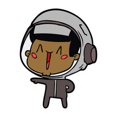 Obraz premium happy cartoon astronaut pointing