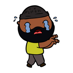 cartoon bearded man crying