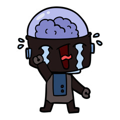 cartoon crying robot