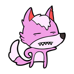 cartoon wolf showing teeth