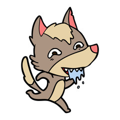 cartoon hungry wolf running