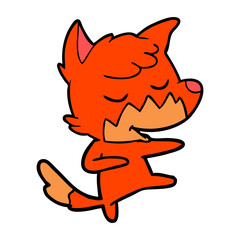 friendly cartoon fox dancing