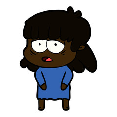 cartoon tired woman