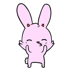 curious waving bunny cartoon