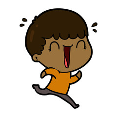 laughing cartoon man running