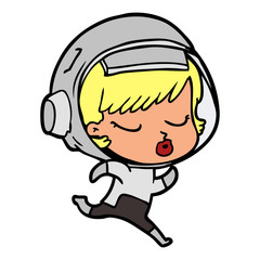 cartoon pretty astronaut girl running