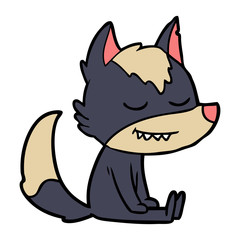 friendly cartoon wolf sitting down