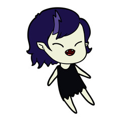 cartoon laughing vampire girl floating
