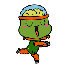 happy cartoon robot running