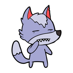 unsure wolf showing teeth