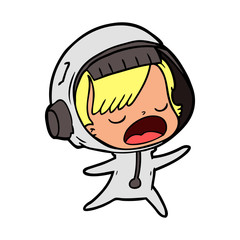 cartoon talking astronaut woman