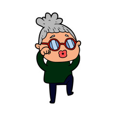 cartoon tired woman wearing spectacles