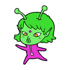Fototapeta premium pretty cartoon alien girl