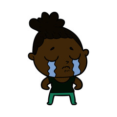 cartoon tough woman crying