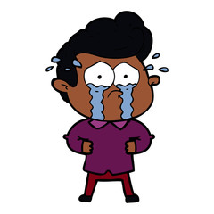 Fototapeta premium cartoon crying man with hands on hips