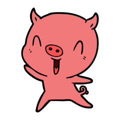 happy cartoon pig