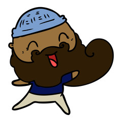 happy man with beard and winter hat