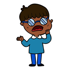 cartoon confused boy wearing spectacles