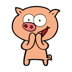 cheerful pig cartoon