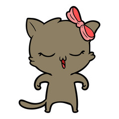 cartoon cat with bow on head