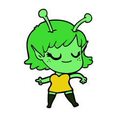 smiling alien girl cartoon