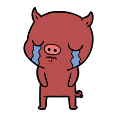 Fototapeta premium cartoon pig crying