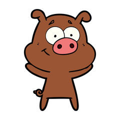 happy cartoon pig