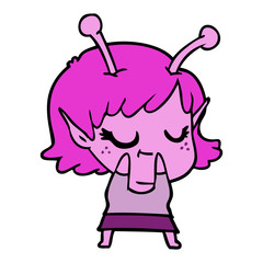 Fototapeta premium smiling alien girl cartoon