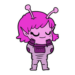 smiling alien girl cartoon