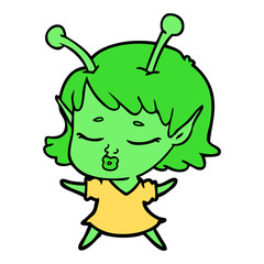 cute alien girl cartoon