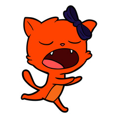 cartoon yawning cat