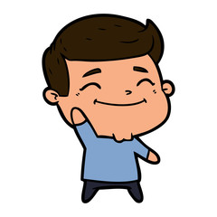 happy cartoon man waving