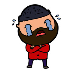 cartoon bearded man crying