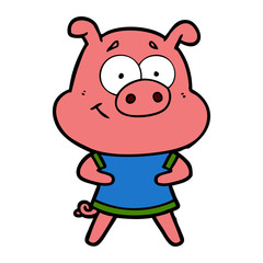 happy cartoon pig