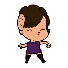 cartoon squinting girl