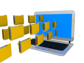 files data traffic laptop transfer - 3d rendering