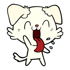 cartoon panting dog waving