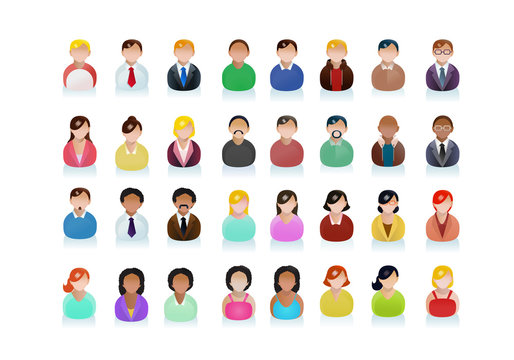 various ethnic business people avatar icons