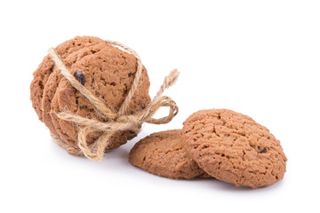 Chocolate cookies isolated on a white background