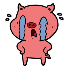 crying pig cartoon
