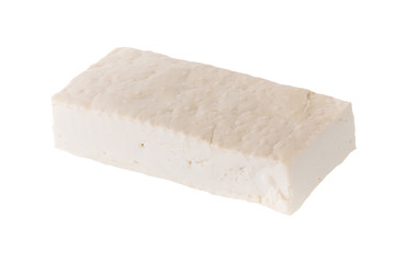 soy cheese tofu diced isolated on white background