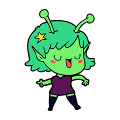 happy alien girl cartoon