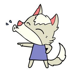 howling wolf in dress cartoon