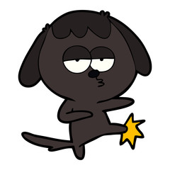 cartoon bored dog kicking leg